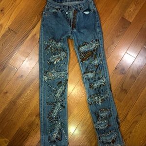 Beaded 501 Levi Jeans 26x32